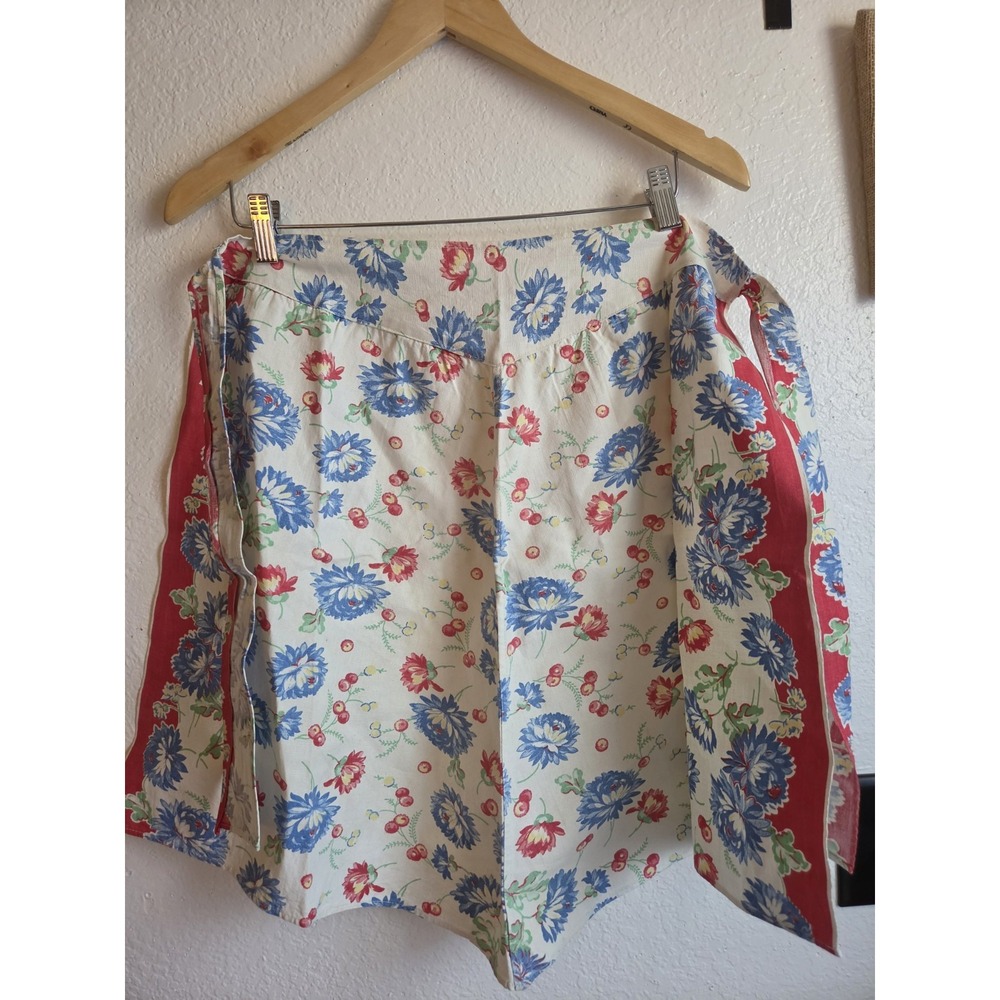 Vintage Handmade Half Aprons Cotton Floral Tie Back Set Of 2 Retro